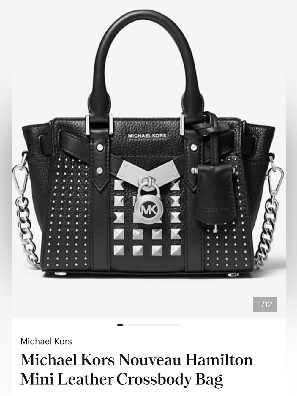 Michael Kors Black Studded Nouveau Hamilton Mini Crossbody